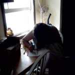 At the kitchen table